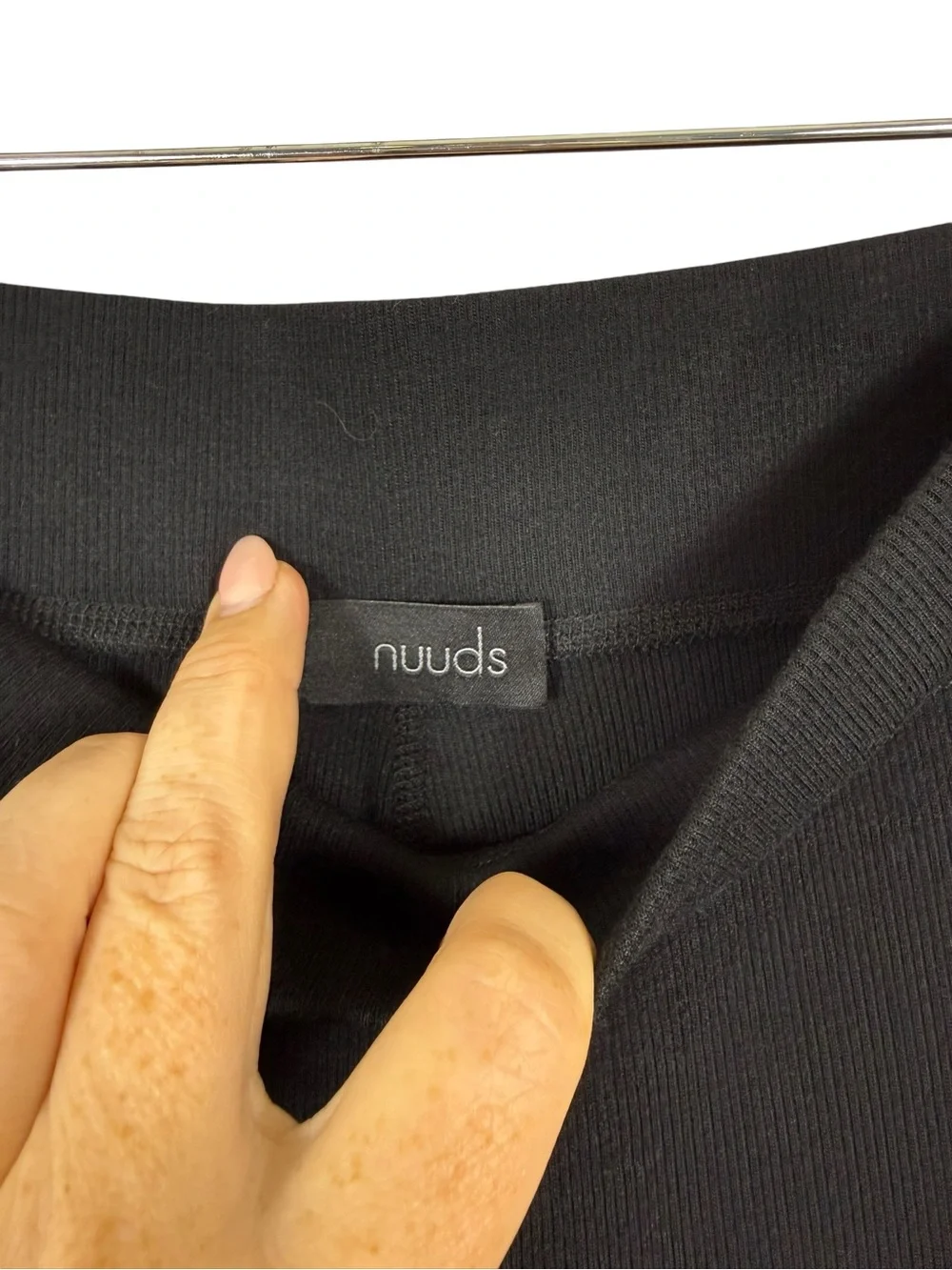 Nuuds Womens Black Slinky Rib Streamline Pants Sz Small